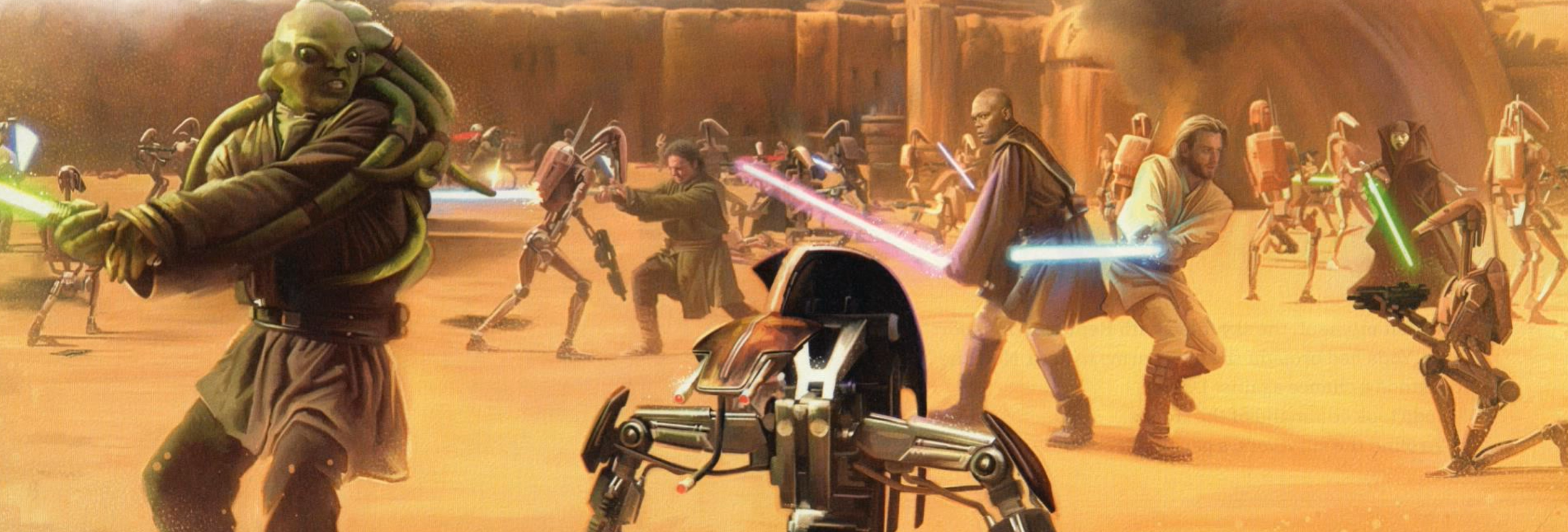 The Jedi fought the Droid Army after attempting to rescue Kenobi, Skywalker, and Amidala.