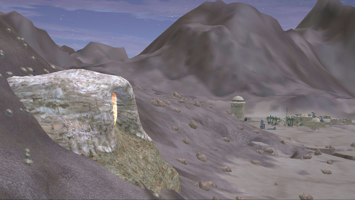 The Tusken Cave, with the Darklighter estate in the distance