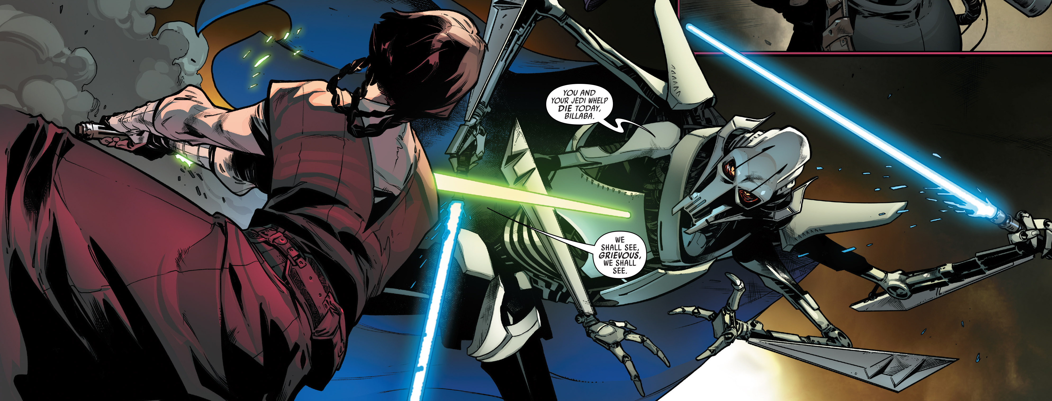 Billaba duels General Grievous on Mygeeto.