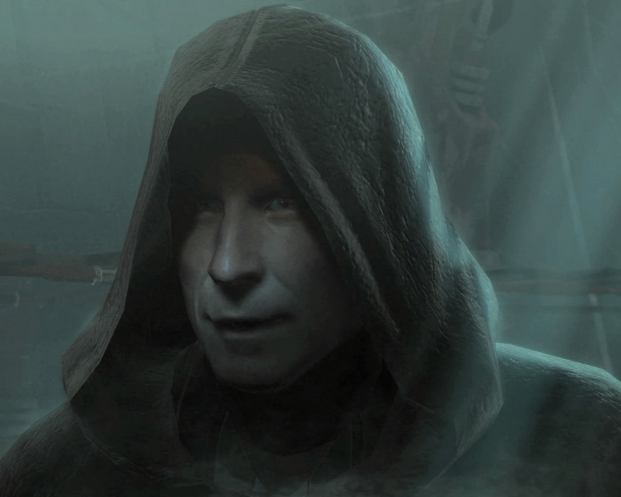 Starkiller, in the armored form of the Sith Warrior, encountered an apparition of his dead father, Kento Marek.