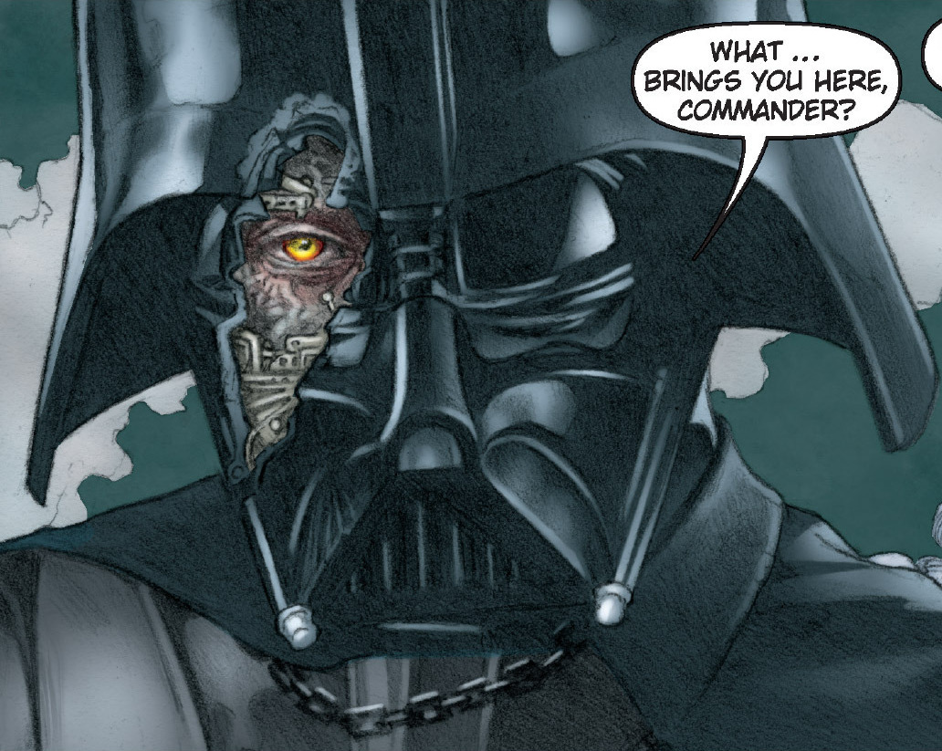 A glimpse at some of the mechanisms within Vader's mask, as shown after his fight on Kessel.