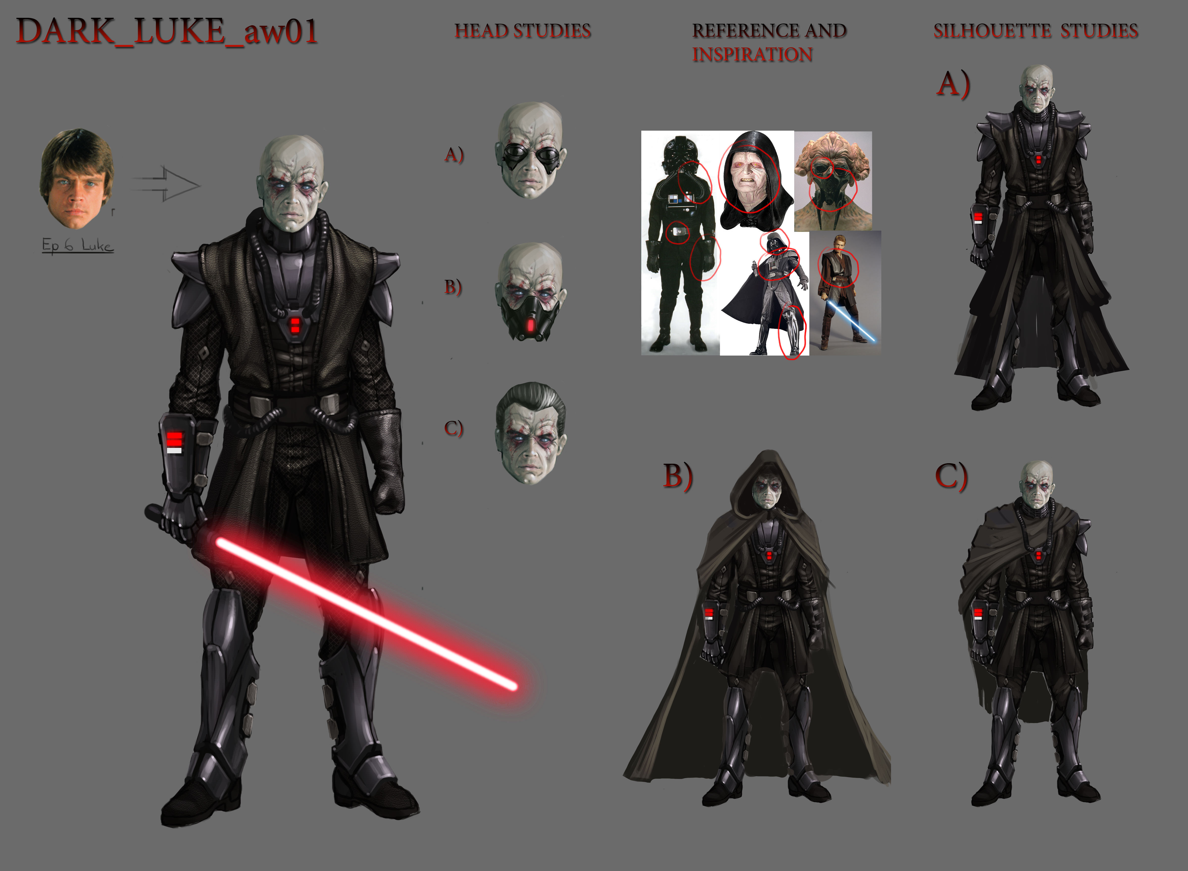 Concept art of Dark Side Luke.