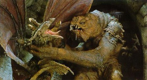 The rancor model fighting a dragon