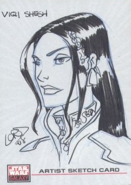 Sketch card of Viqi Shesh from Star Wars Galaxy Series 4