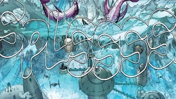 The Infernum sits on the landing platform as the waves push towards it.