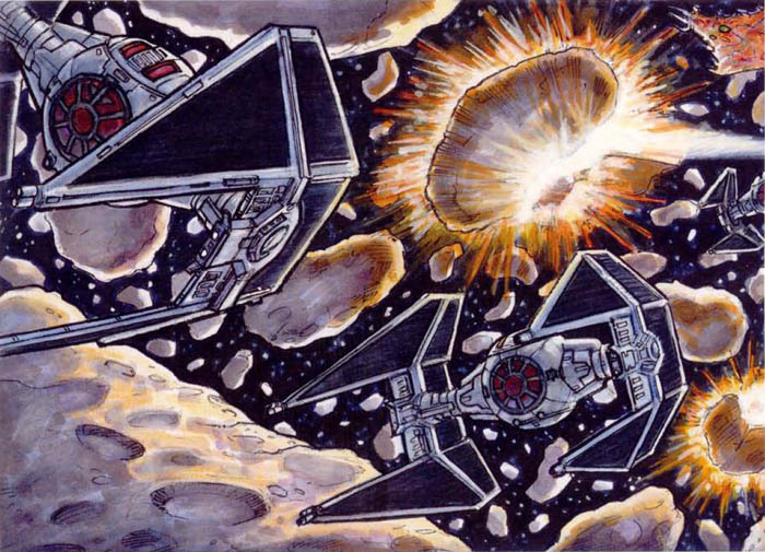 The Solo twins evade coralskippers during the Battle of Dubrillion