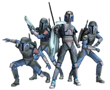 Vizsla and several Death Watch members during the Clone Wars.