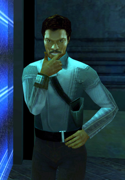 Kyle Katarn encounters Lando Calrissian on Nar Shaddaa.