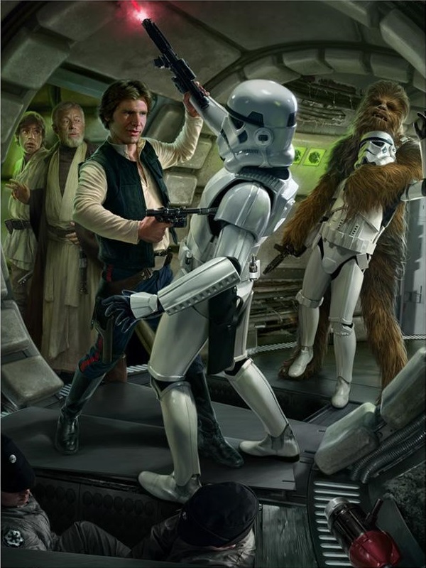 Chris Trevas's painting "The Folly of TK-421" depicts Han Solo and Chewbacca ambushing and killing TK-421 and TK-710.