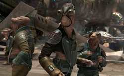 Utai workers in  as  arrives in 19 BBY