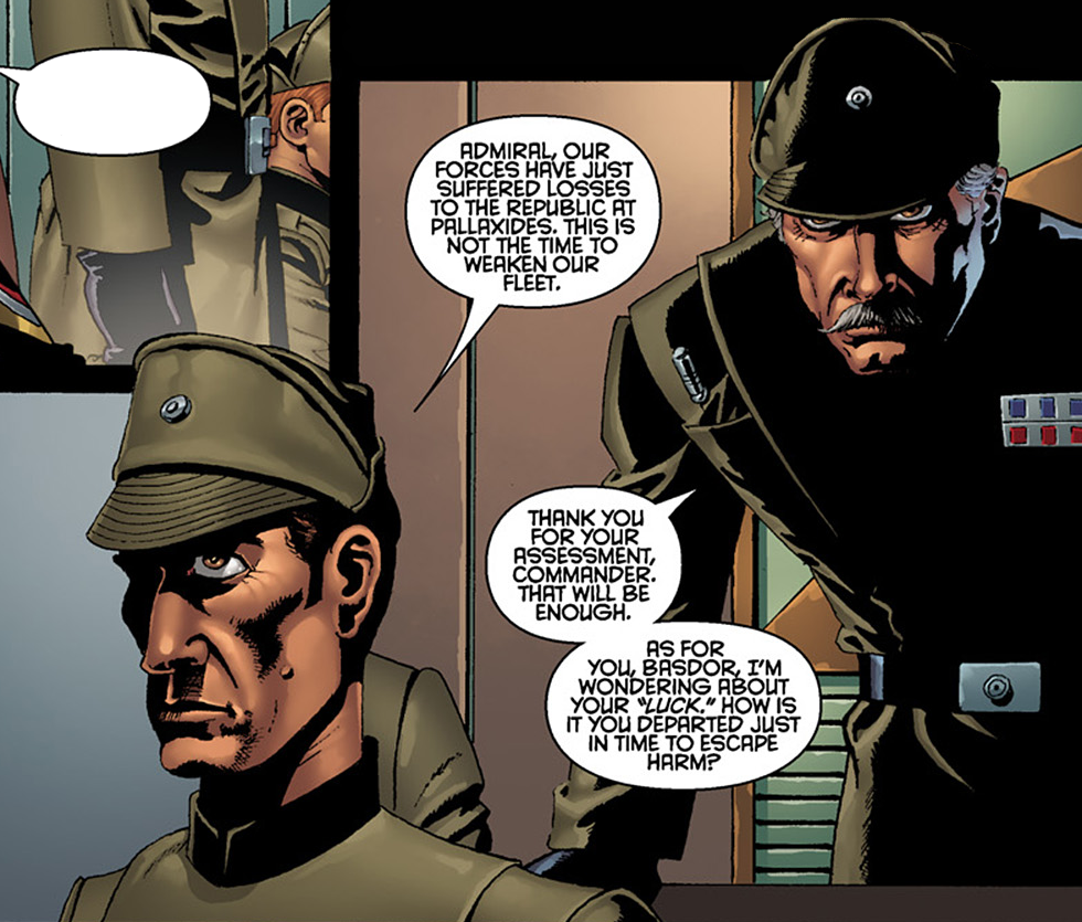 The commander (left) resembling Lennox in Crimson Empire