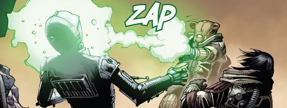 Aphra and Triple-Zero were captured by Cornelius Evazan, in the disguise of "Lopset Yas"