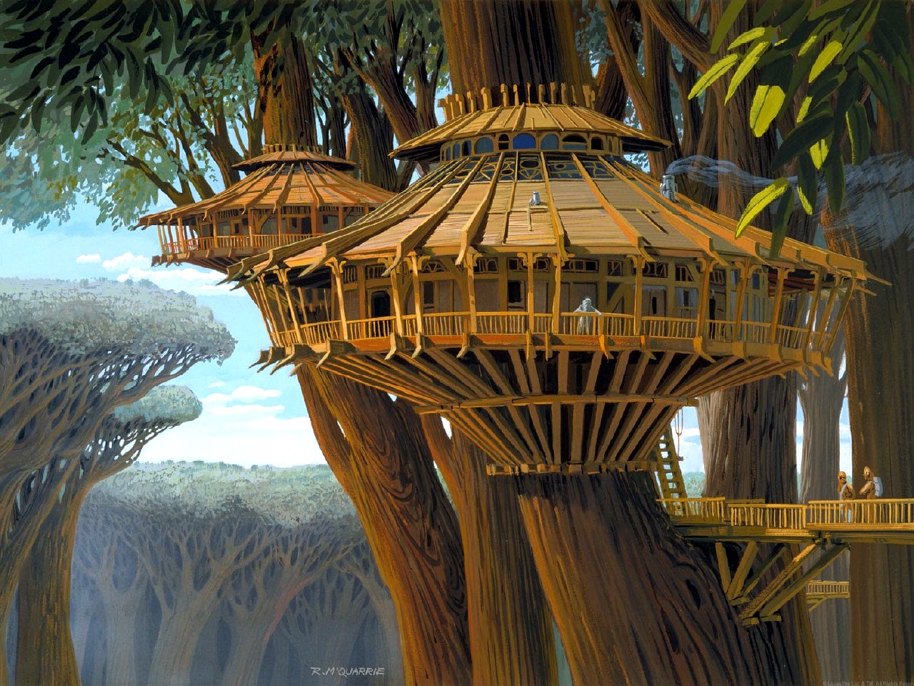 Tree-house concept art by Ralph McQuarrie used in The Star Wars Holiday Special