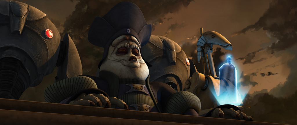 Lok Durd speaks with Count Dooku during the defoliator's first test.