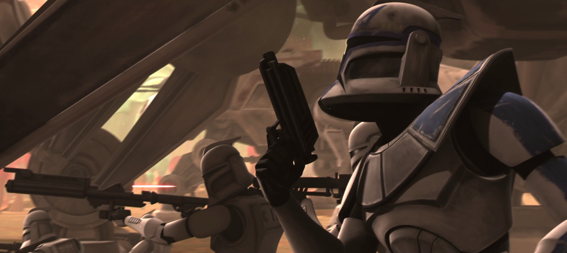 Rex orders his clone troopers to retreat.