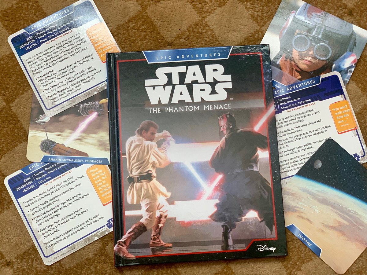 S.T. Bende's The Phantom Menace book and Galactic Profiles flashcards from the Epic Adventures series