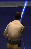 Kyle Katarn in the basic stance of the fast style.