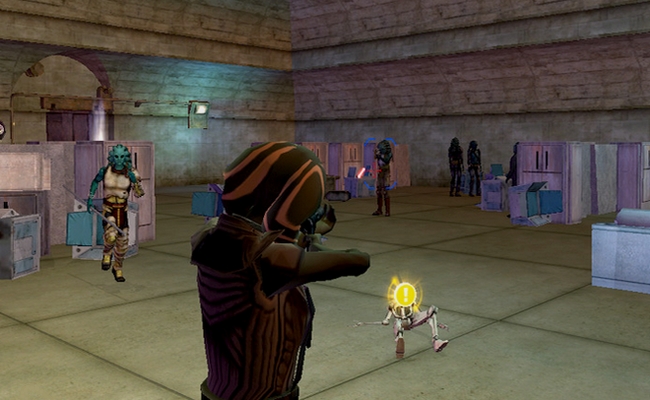 A genetically altered Twi'lek fighting Rak'qua warriors on Station Gamma.