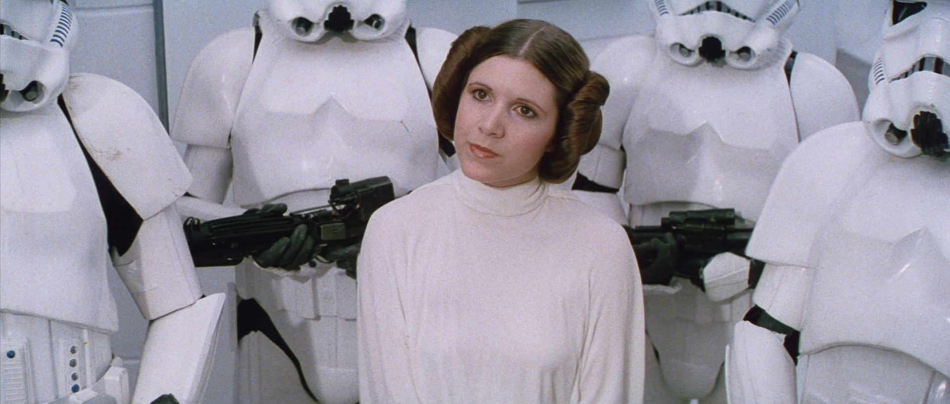 Leia Organa stood defiant against Darth Vader, refusing to let the hidden plans fall back into the Empire's hands.