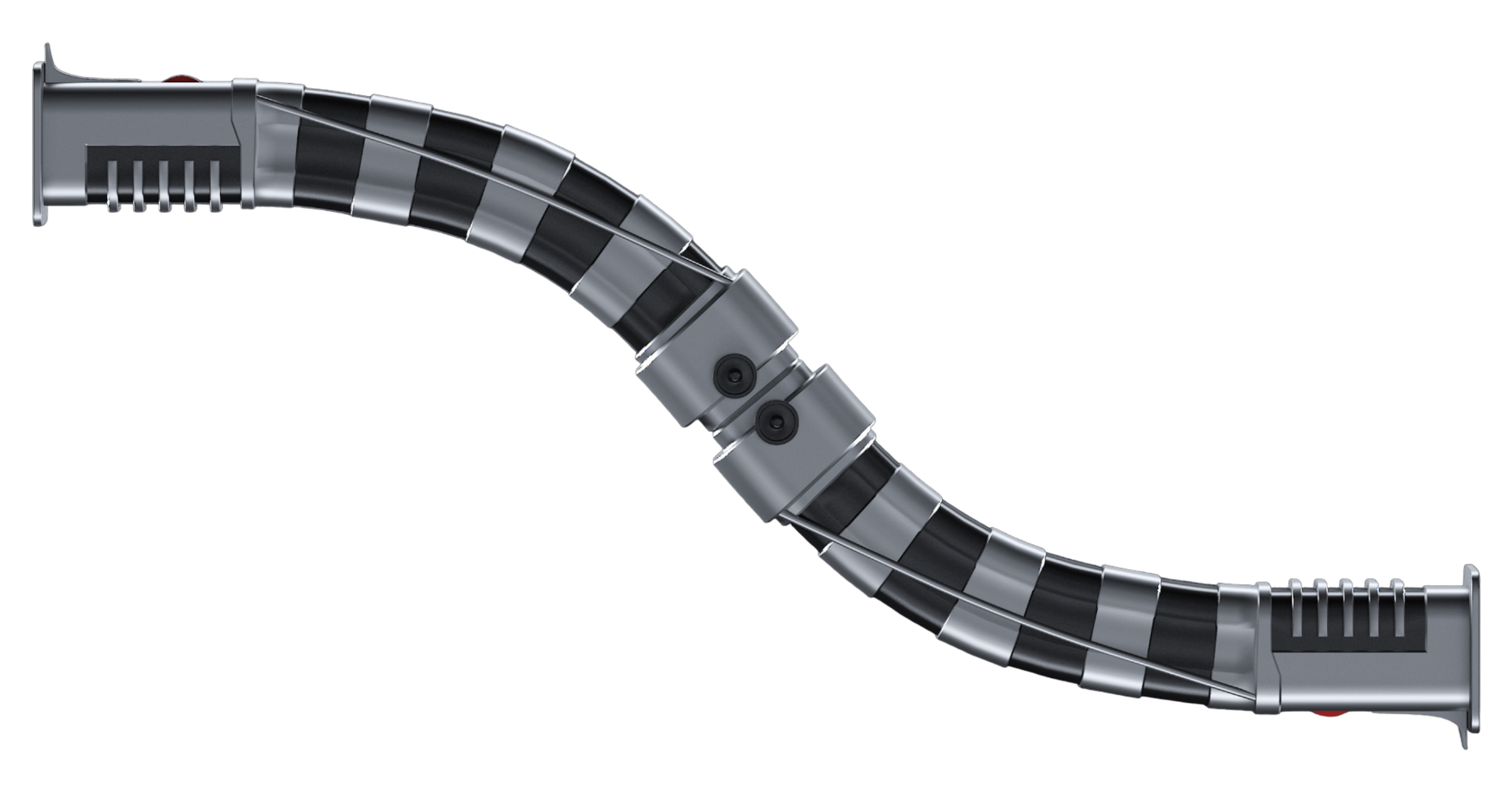 Asajj Ventress' dual curved-hilt lightsabers joined together to form a double-bladed saber.