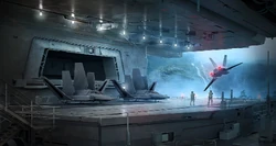 Xg-1 Star Wings launching from a ground-based hangar