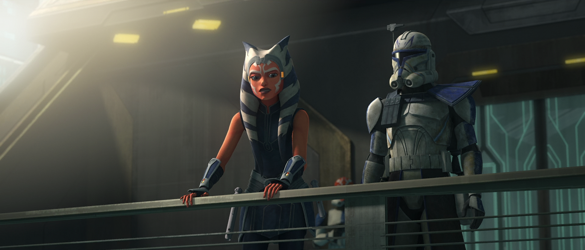 Ahsoka Tano and Commander Rex overlook the siege