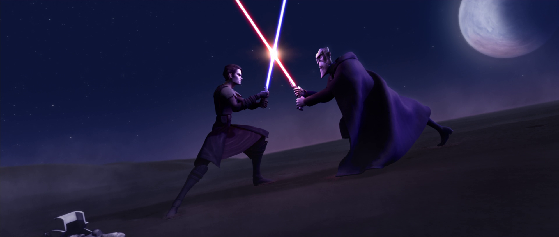 Dooku fought with Anakin Skywalker, a rising Jedi Knight and the prophesied Chosen One, on several occasions during the war.