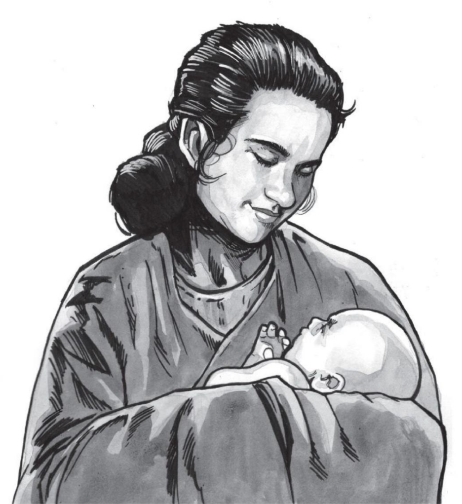 Shmi holding her baby son Anakin.