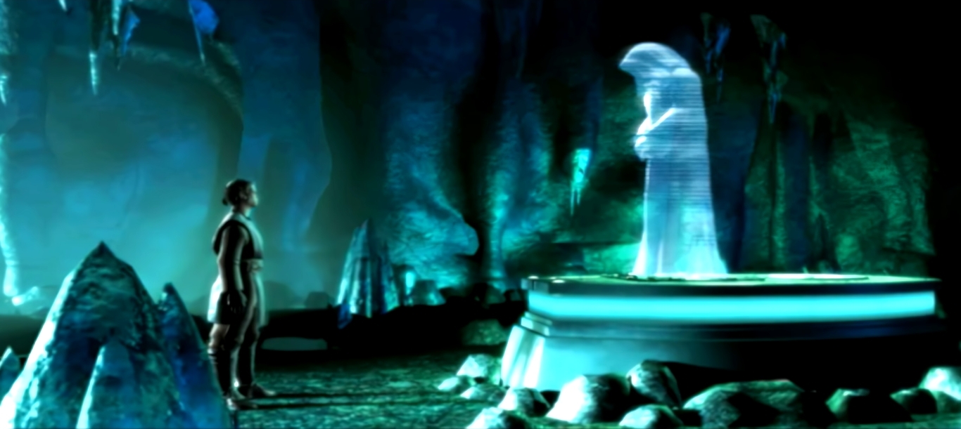 Ulic Qel-Droma's ghost, right, as depicted in the Star Wars: The Clone Wars video game