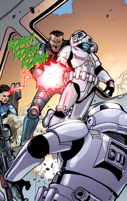 Able attacks the stormtroopers.