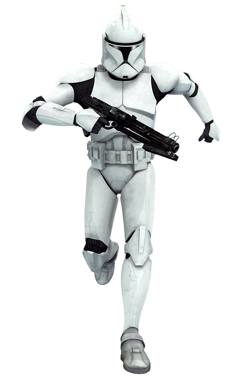 A clone trooper wielding a DC-15S