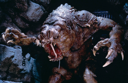 Jabba's rancor with a large bone caught in its mouth