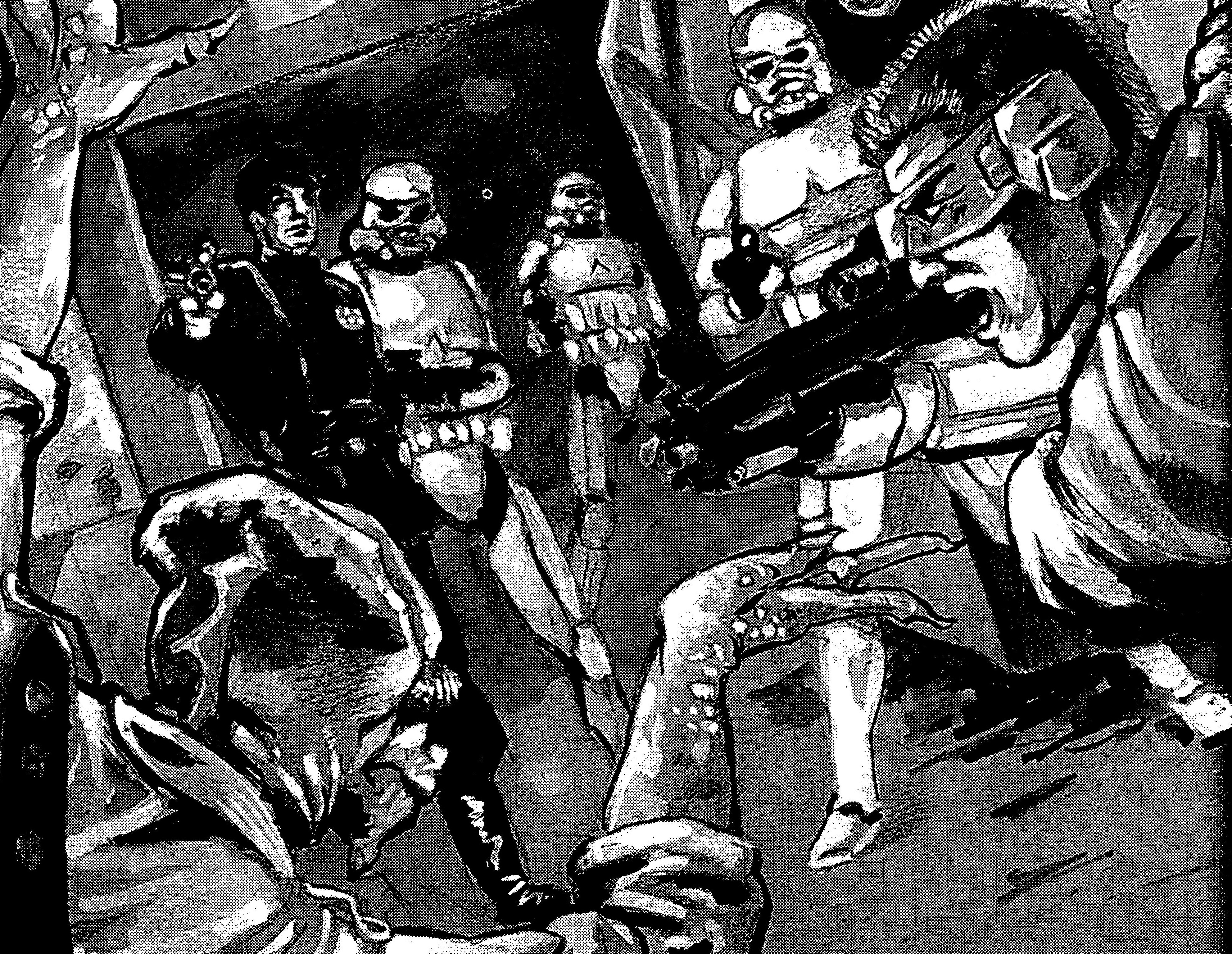 The boarders discover the stormtroopers in the hold of SPF 14897.