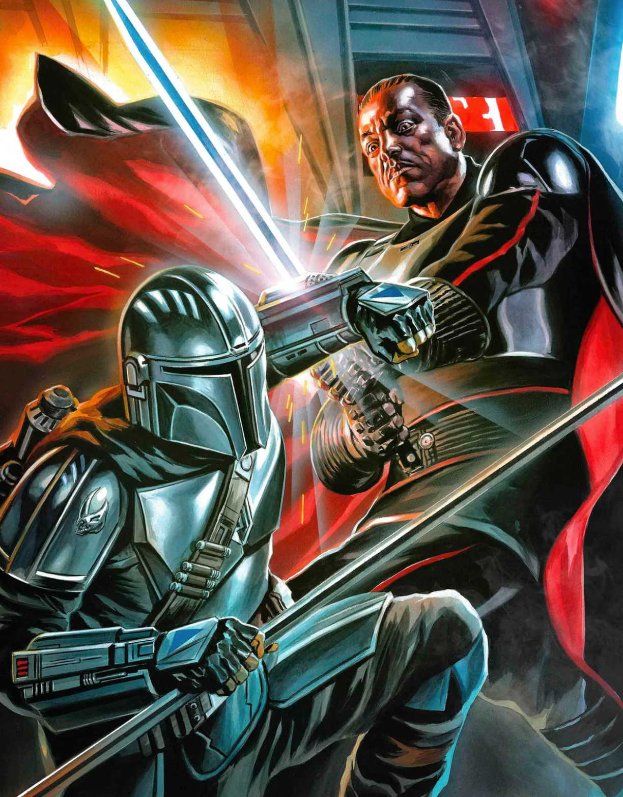 Gideon wielded the Darksaber in battle against Din Djarin.