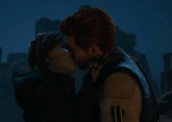 Kestis and Merrin shared a kiss on Jedha.