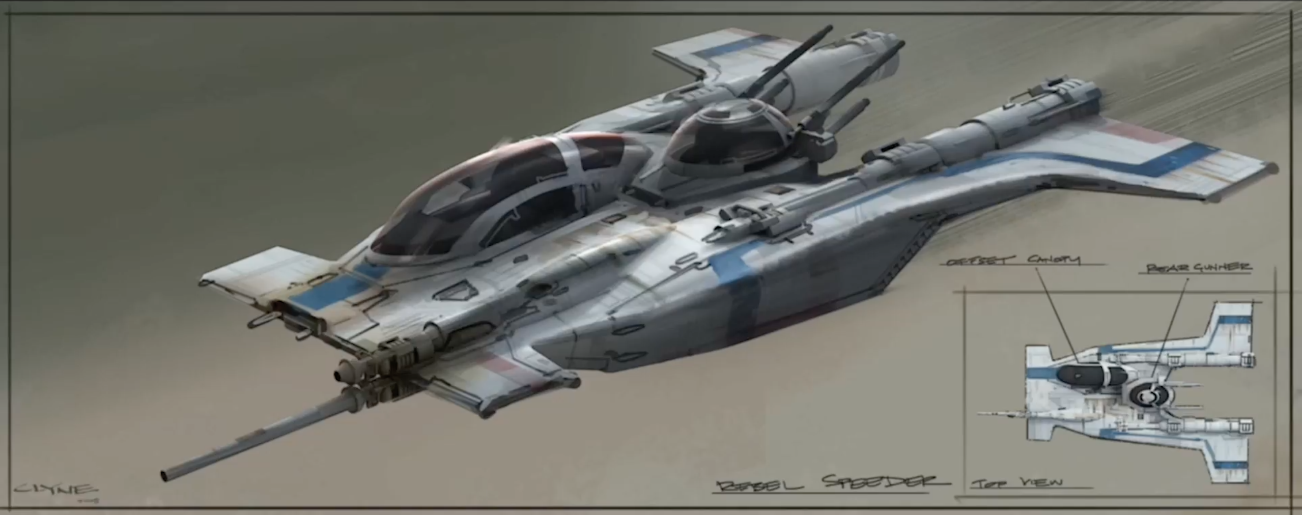 Concept art of the rebel speeder for Episode IX.