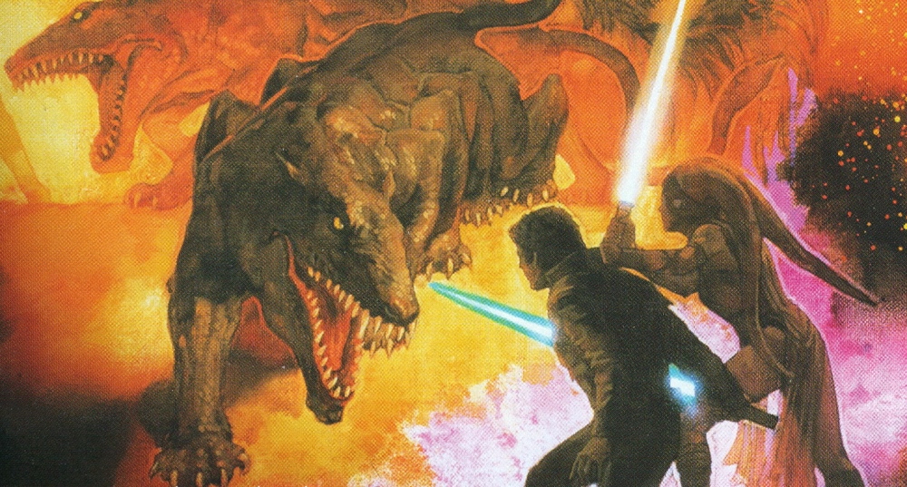 Jacen Solo and Alema Rar face off against a voxyn.