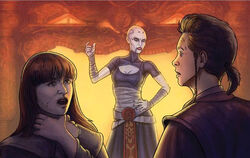 Malreaux watches as Ventress holds Scout in a Force grip.