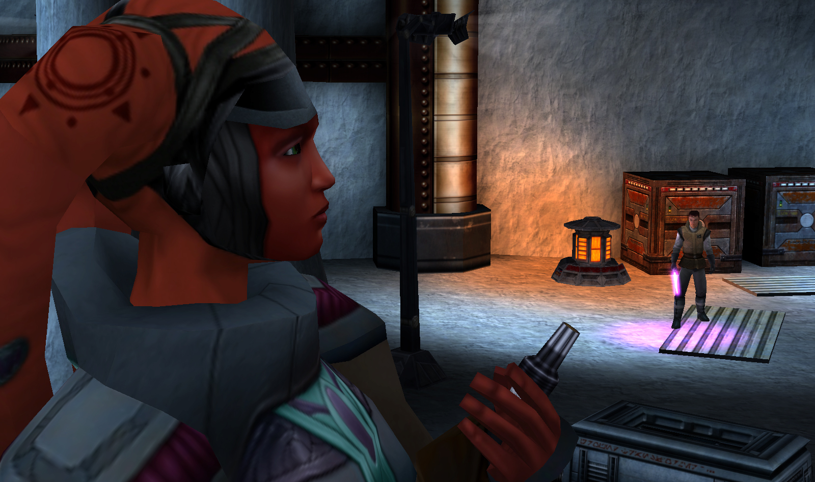 Korr confronts Alora in Echo Base.