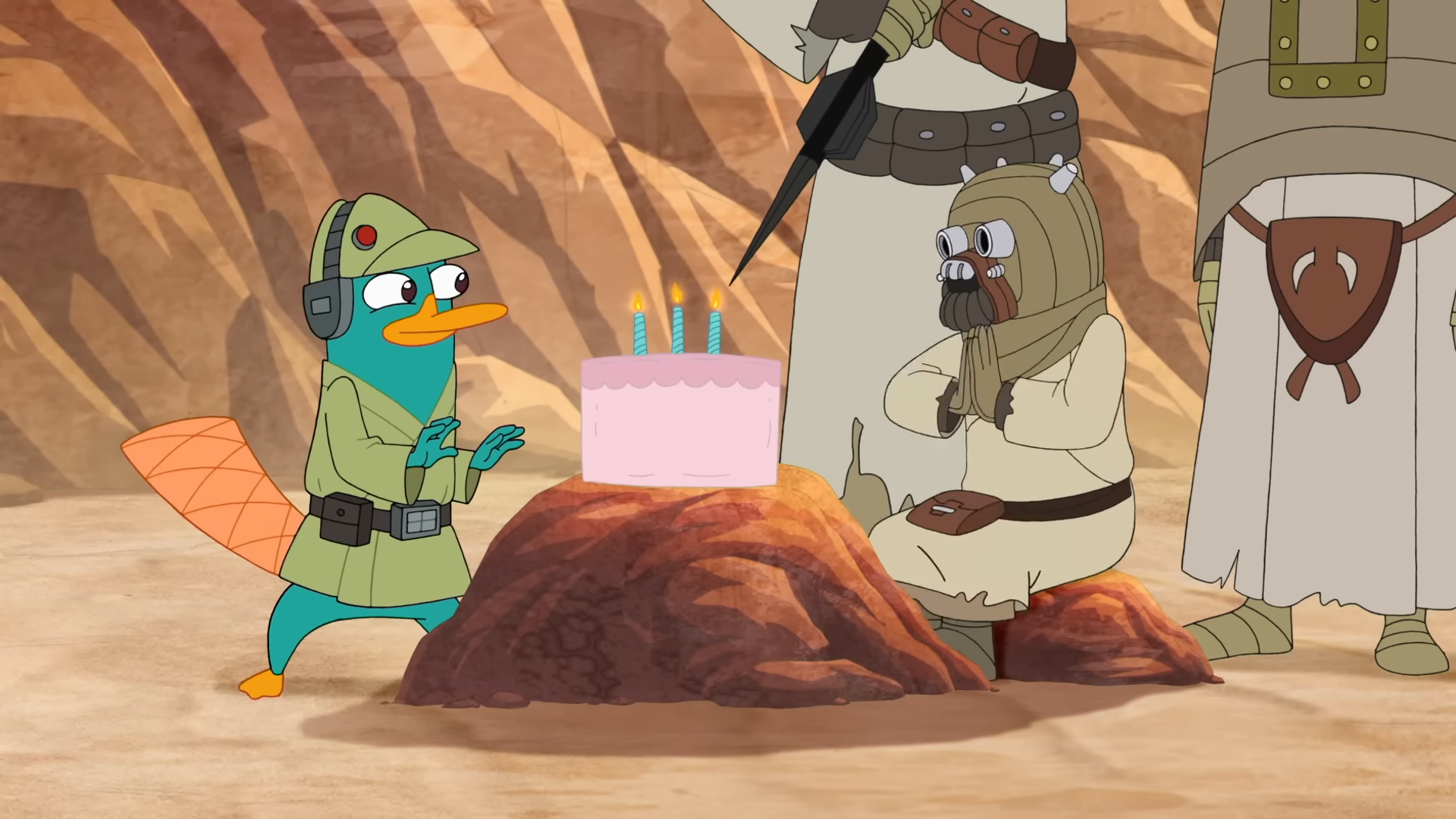 Perry bakes a new cake for the young Tusken Raider.