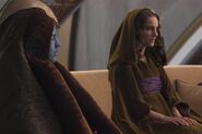 Padmé Amidala sitting beside Chi Eekway Papanoida