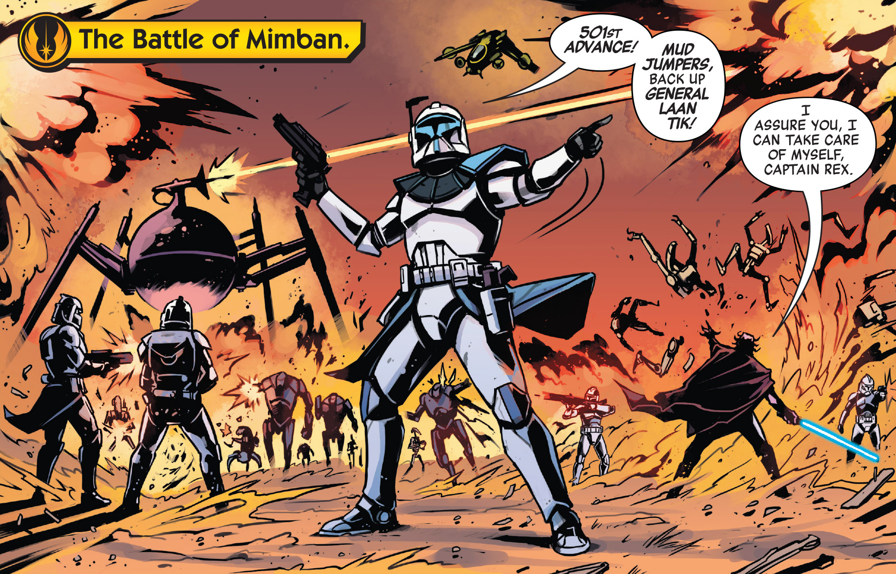 Laan Tik (right) fights in the Battle of Mimban