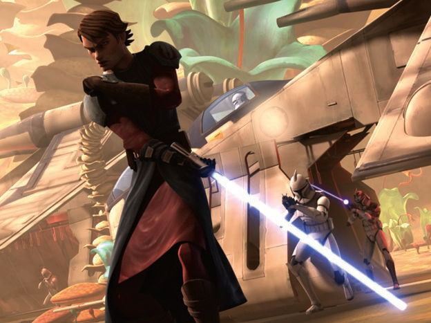 Skywalker fights during the First Battle of Felucia.