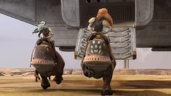 ブラーグに乗ったヌーマとチャム