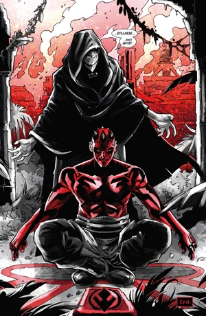 Darth Sidious takes joy in Darth Maul's destruction.