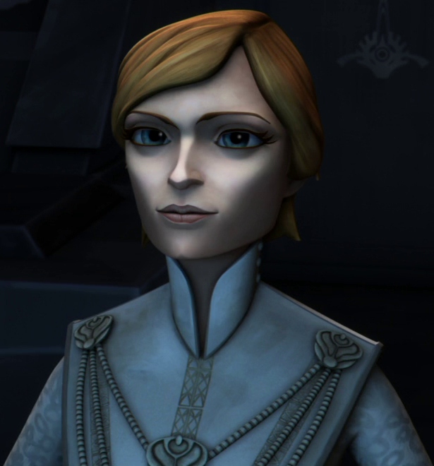 Mothma watches the full recording of Deputy Minister Jerec, who argued against a Republic occupation of Mandalore.