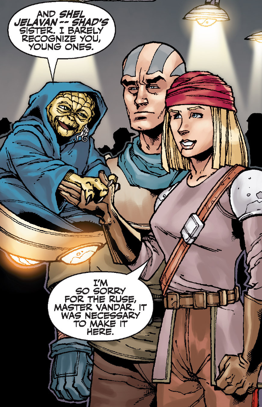 "Captain Malak" and Shel Jelavan met with Vandar Tokare on Coruscant.