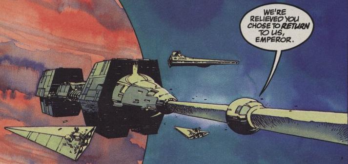 Imperial warships surrounding the Galaxy Gun