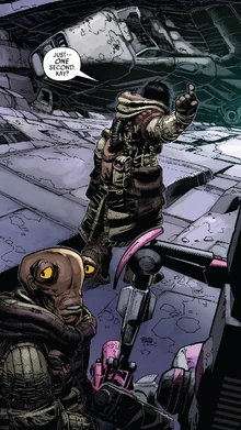 "Lopset" looks back as Aphra follows the Force spirit.