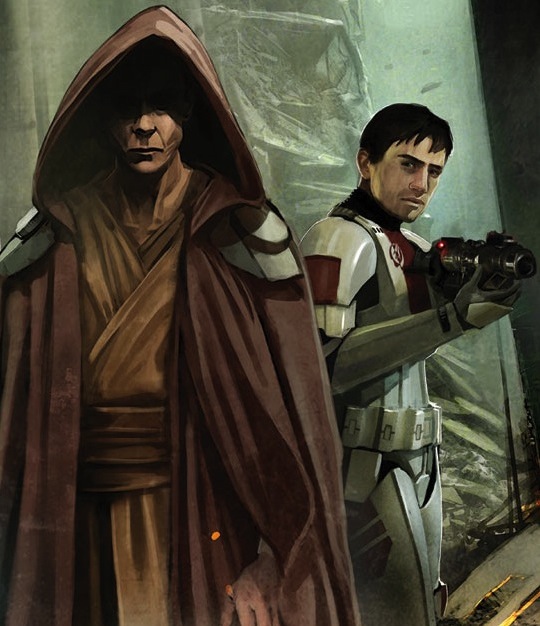 Jedi Master Orgus Din and Lieutenant Harron Tavus